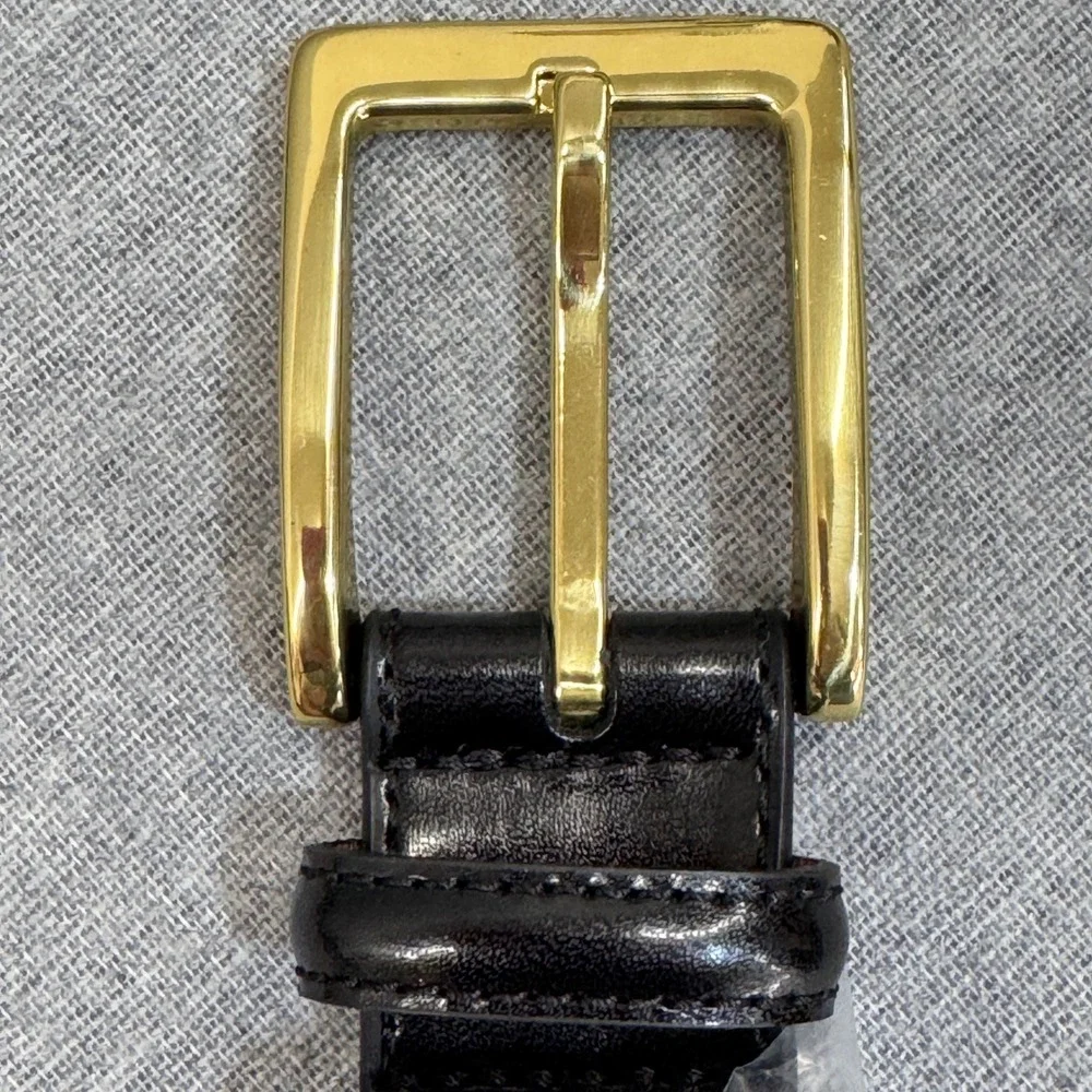Torino Leather Mens Black Dress Belt Gold Buckle Size 50 Made in USA 4530-50